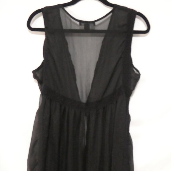 ATMOSPHERE | large | Black Sheer Sleeveless Nightgown With Tie Waist - Picture 14 of 16